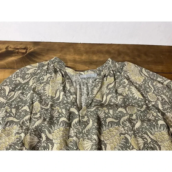VINCE 100% Silk Blouse Sheer Vintage Botanical Print Size Medium - Picture 4 of 13